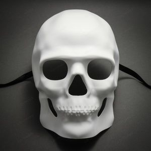 Skull Halloween Masquerade Full Face Mask - White